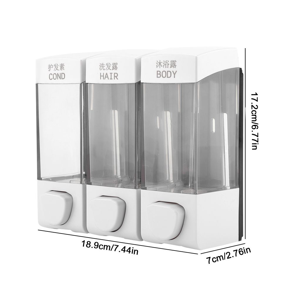 Wall Mounted 3-Chamber Liquid Lotion Shampoo Soap Dispenser Set Bathroom view 11
