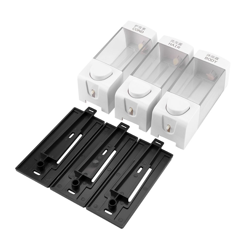 Wall Mounted 3-Chamber Liquid Lotion Shampoo Soap Dispenser Set Bathroom view 14