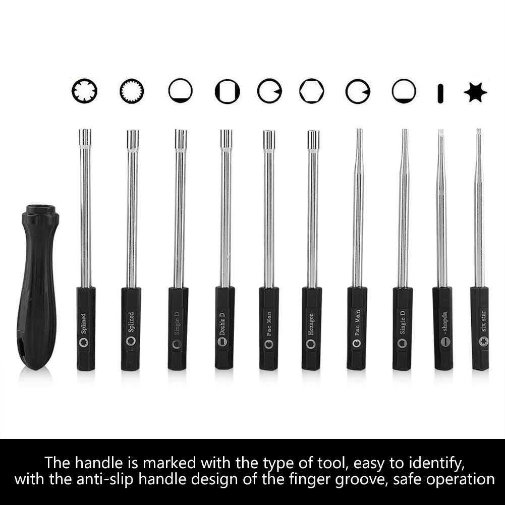 10 PCS Carburetor Adjustment Set Screwdriver Card Tool Splined Pacman Double D view 6
