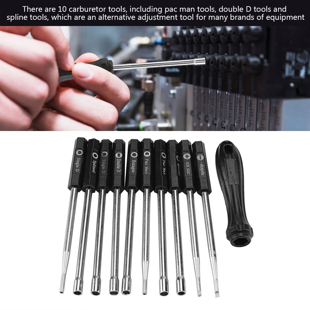 10 PCS Carburetor Adjustment Set Screwdriver Card Tool Splined Pacman Double D view 7