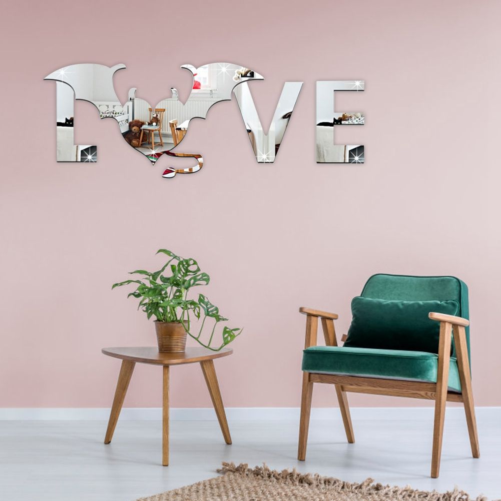Love and Bat Pattern Wall Sticker for Living Room Backdrop Wall Bedroom view 2