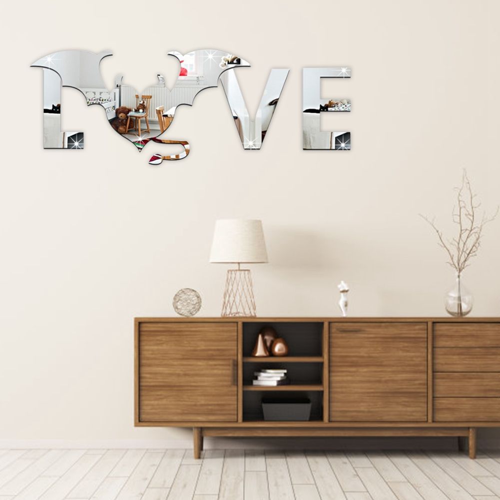 Love and Bat Pattern Wall Sticker for Living Room Backdrop Wall Bedroom view 3