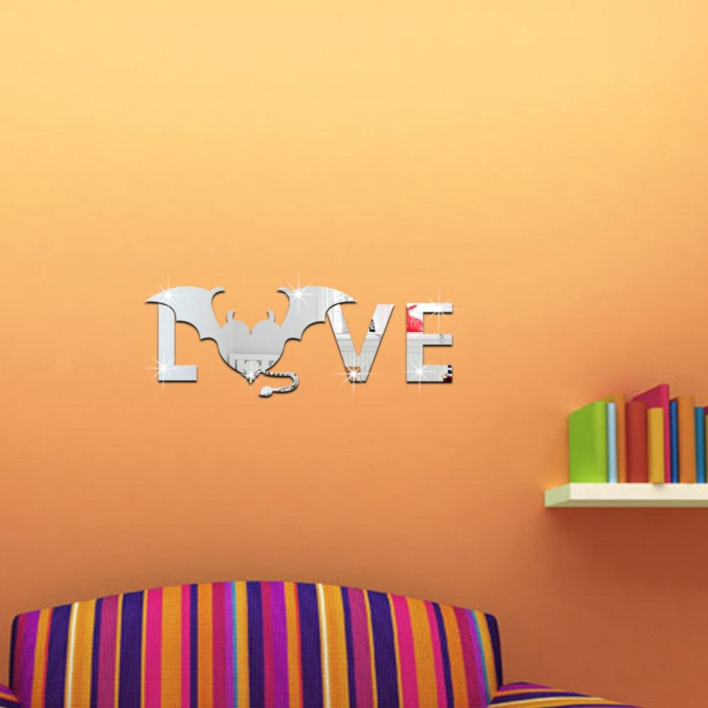 Love and Bat Pattern Wall Sticker for Living Room Backdrop Wall Bedroom view 6
