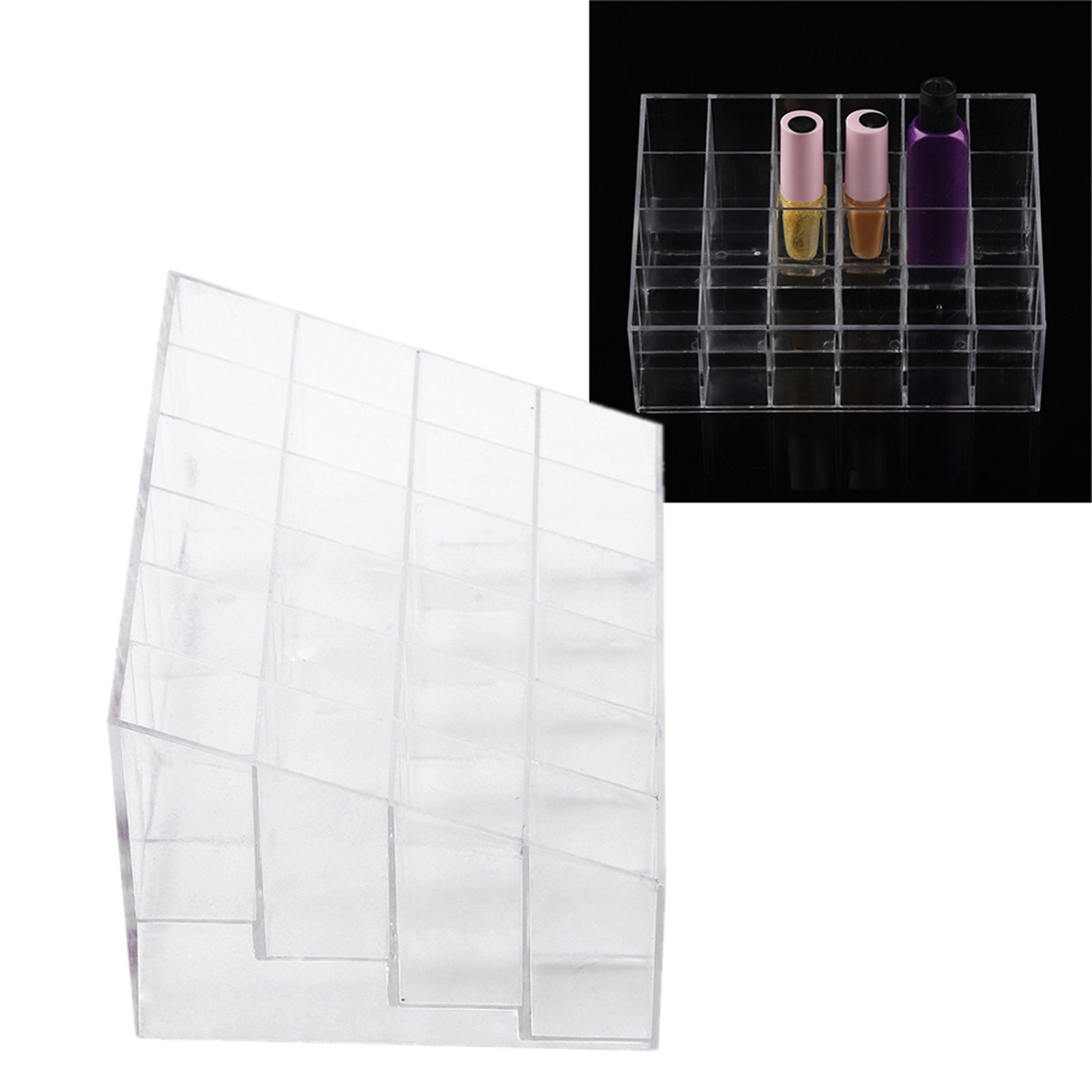 Transparent 24 Grids Lipstick Holder Organizer Display Stand Nail Polish view 10