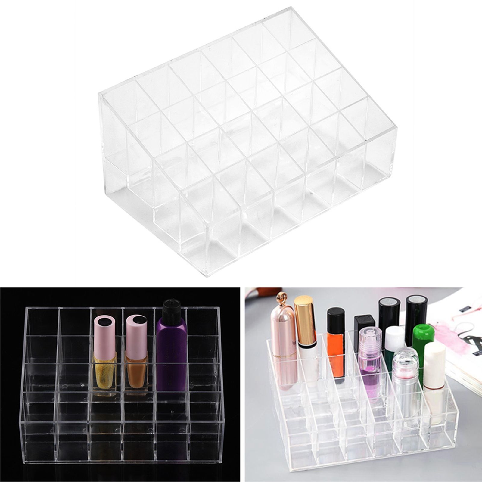 Transparent 24 Grids Lipstick Holder Organizer Display Stand Nail Polish view 12