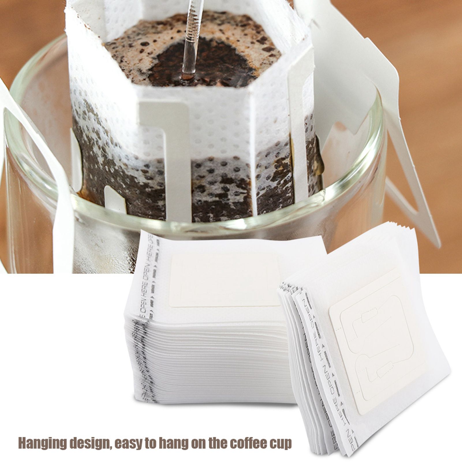 50pcs Set Drip Bags Hanging Cup Disposable Filter NOn woven Coffee Tea Making Tool view 3