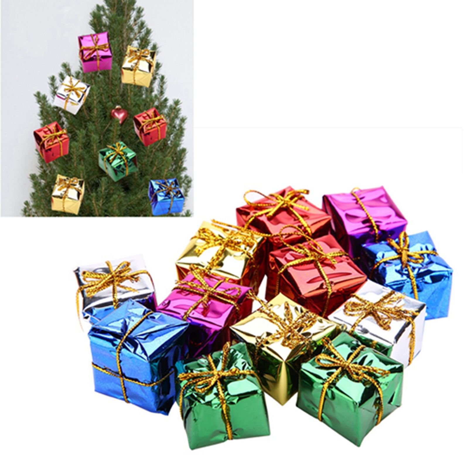 12PCS Gift Box Pendant Hanging Ornament for Christmas Tree Xmas Parties Decor view 9
