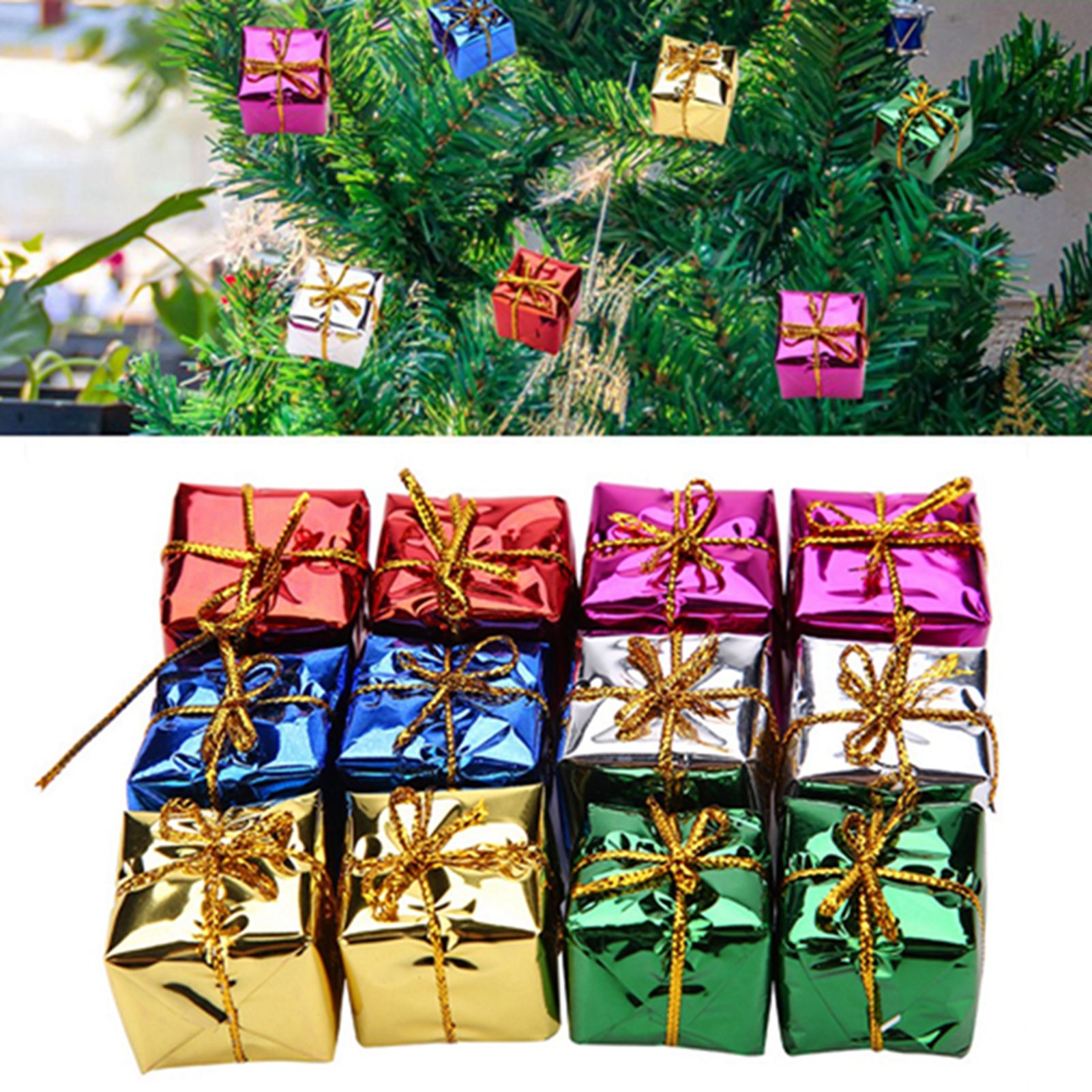 12PCS Gift Box Pendant Hanging Ornament for Christmas Tree Xmas Parties Decor view 10