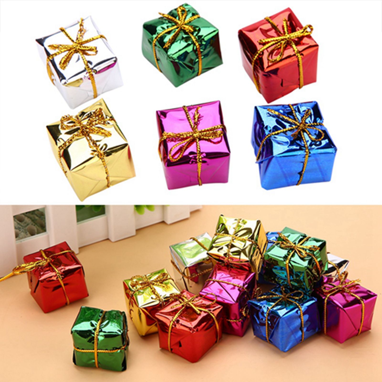 12PCS Gift Box Pendant Hanging Ornament for Christmas Tree Xmas Parties Decor view 11