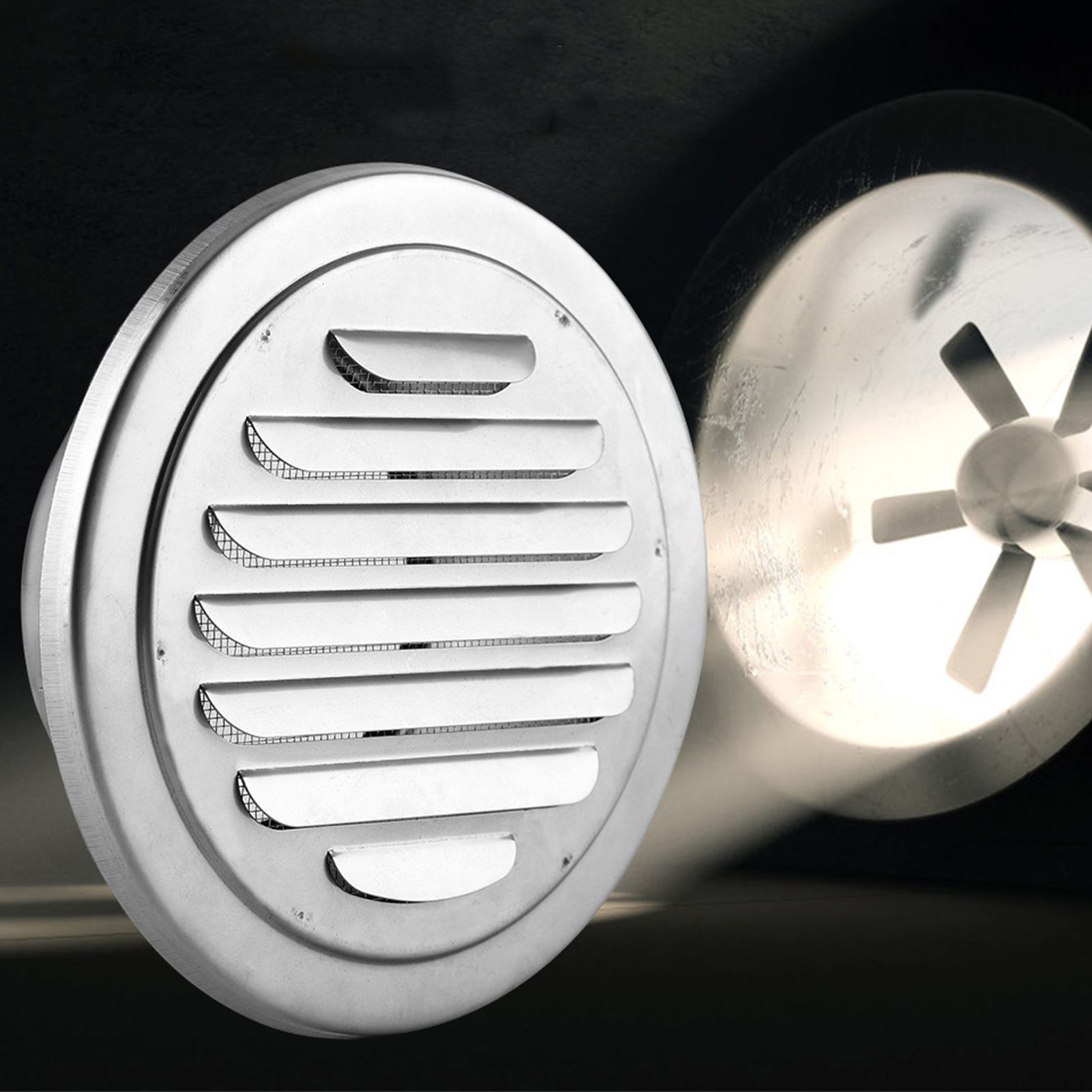 Stainless Steel Wall Air Vent Round Flat Grille Ducting Ventilation Cover view 12