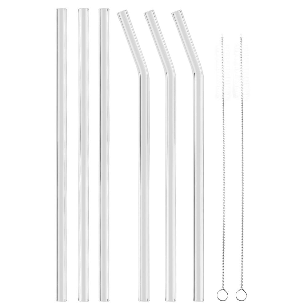 Reusable Eco friendly Glass Drinking Straw with Cleaning Brush Transparent