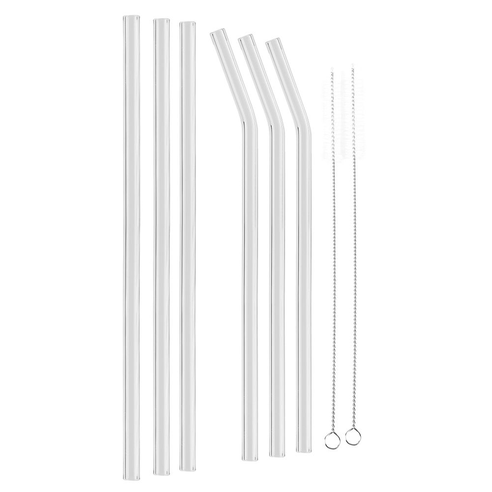 Reusable Eco friendly Glass Drinking Straw with Cleaning Brush Transparent view 4
