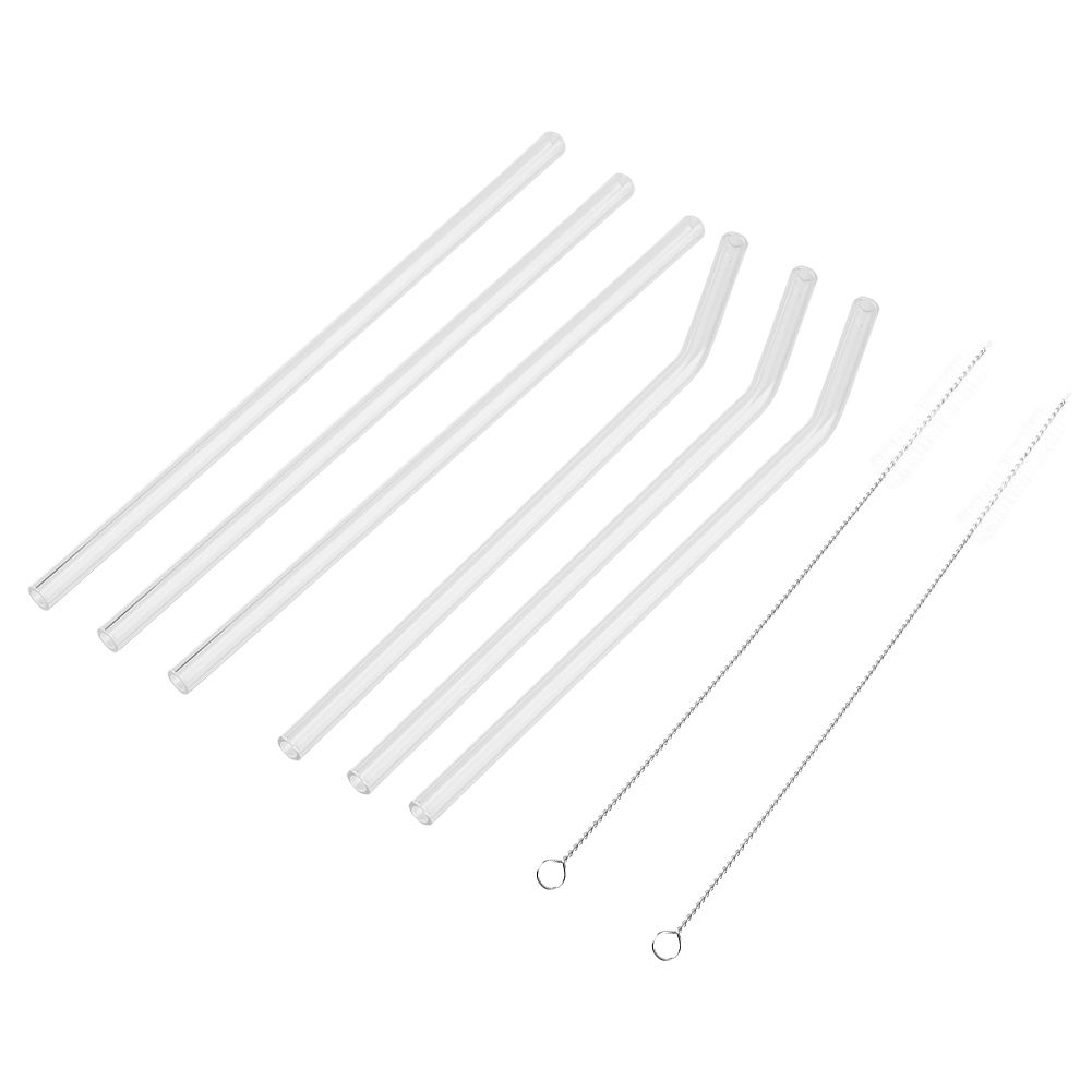 Reusable Eco friendly Glass Drinking Straw with Cleaning Brush Transparent view 5