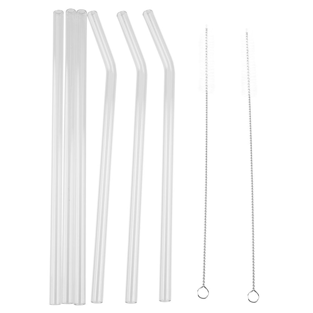 Reusable Eco friendly Glass Drinking Straw with Cleaning Brush Transparent view 6
