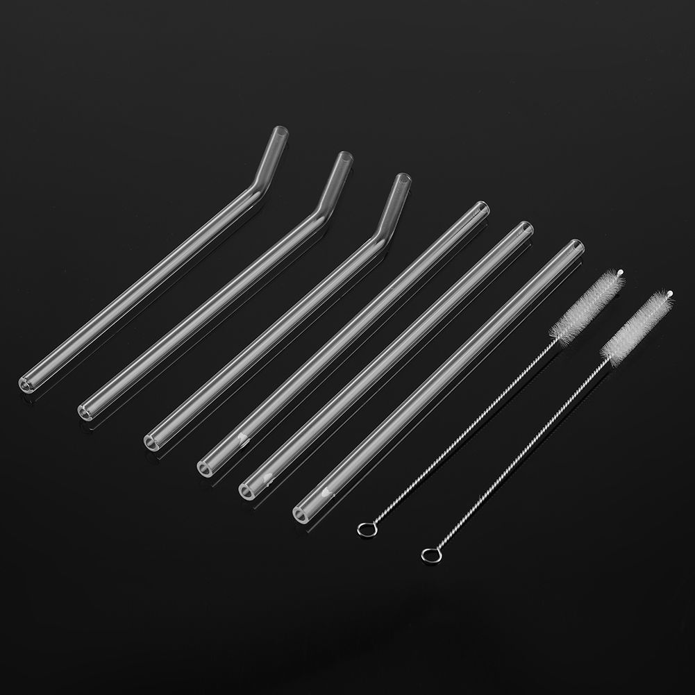 Reusable Eco friendly Glass Drinking Straw with Cleaning Brush Transparent view 7