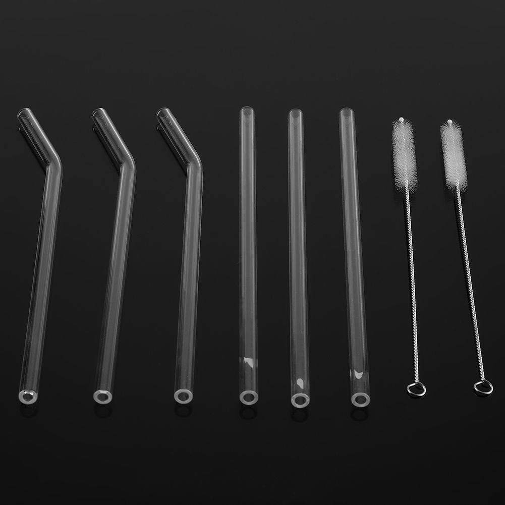 Reusable Eco friendly Glass Drinking Straw with Cleaning Brush Transparent view 8