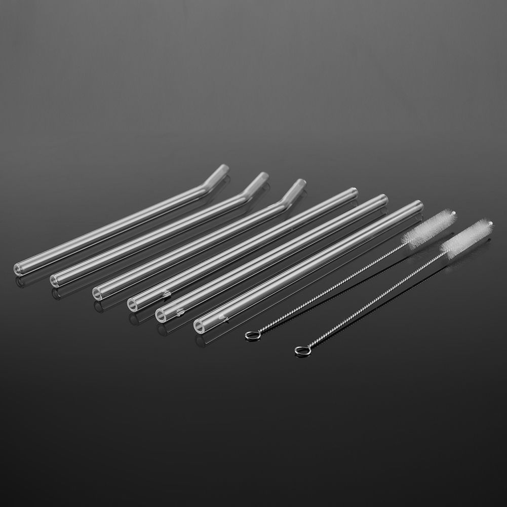 Reusable Eco friendly Glass Drinking Straw with Cleaning Brush Transparent view 9