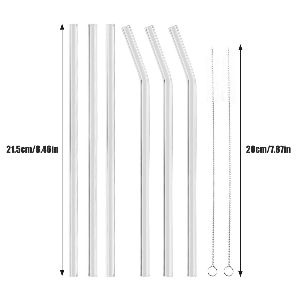 Reusable Eco friendly Glass Drinking Straw with Cleaning Brush Transparent view 11