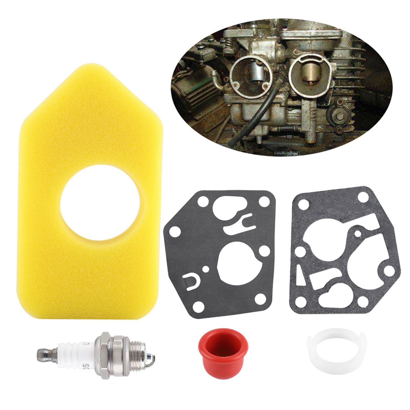 Carburetor Diaphragm Gasket Air Filter Spark Plug Kit for Briggs & Stratton view 6