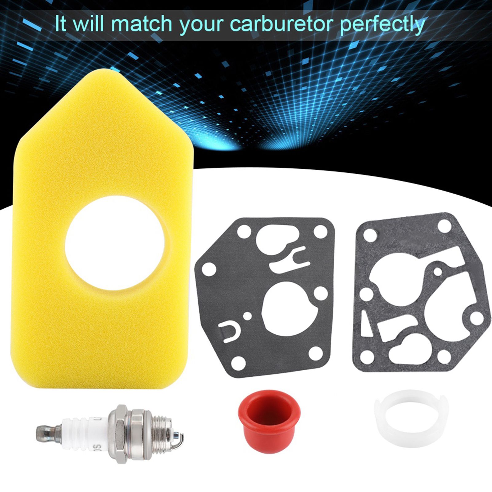 Carburetor Diaphragm Gasket Air Filter Spark Plug Kit for Briggs & Stratton view 7