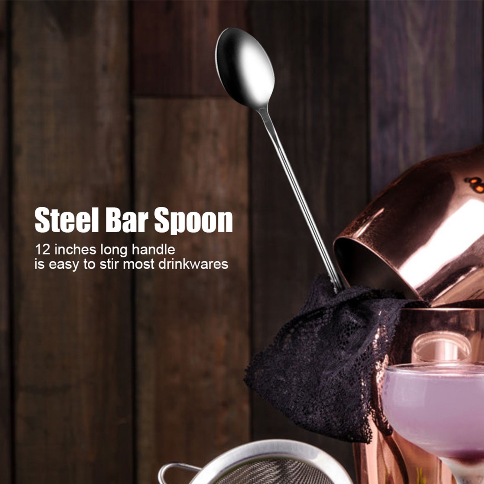 1Pc Stainless Steel Teardrop Bar Spoon Long Hanlde Drink Mixing Cocktail view 3