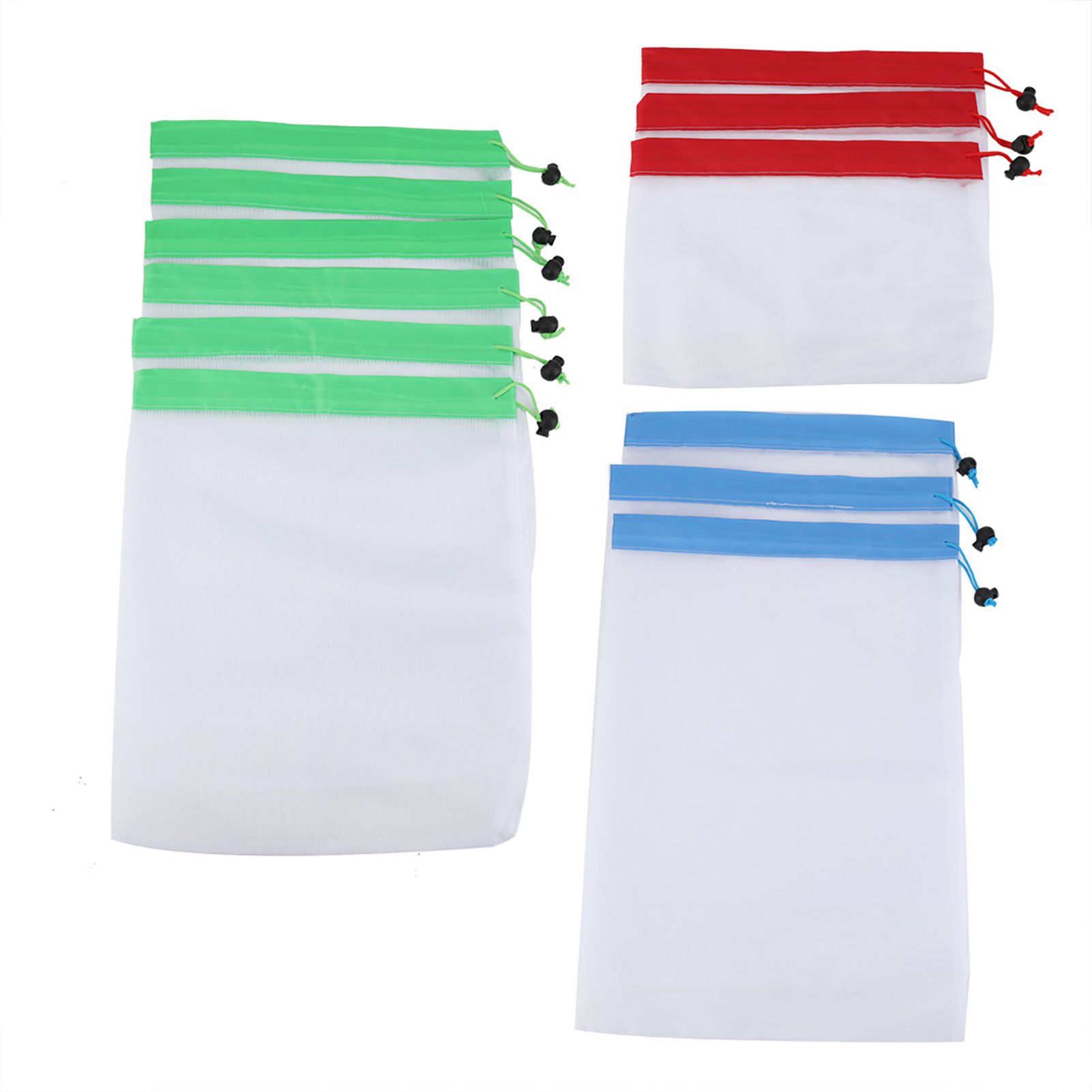 12Pcs Reusable Drawstring Mesh Bags Fruit Vegetable Sacks Storage Shopping Bag view 2