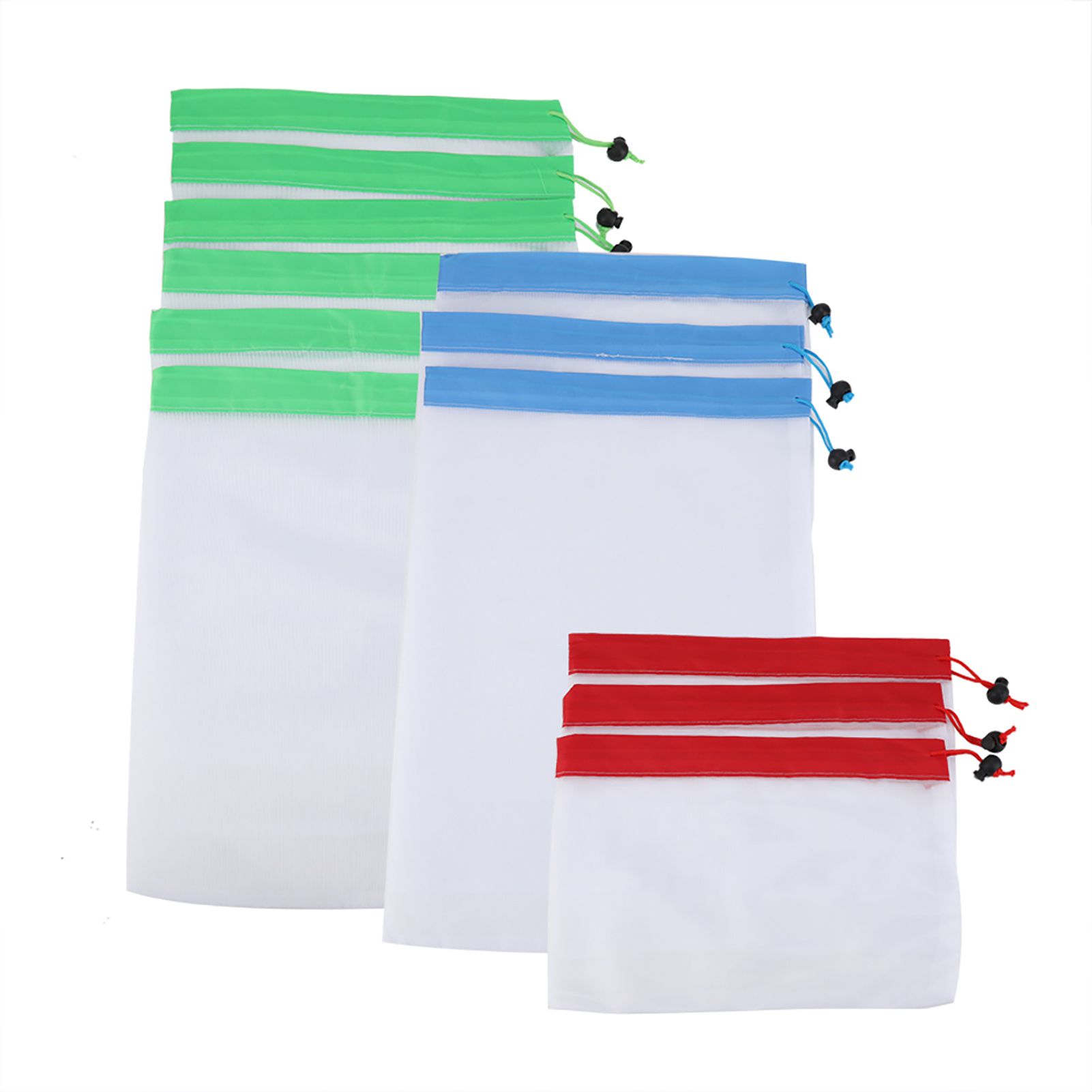 12Pcs Reusable Drawstring Mesh Bags Fruit Vegetable Sacks Storage Shopping Bag view 3