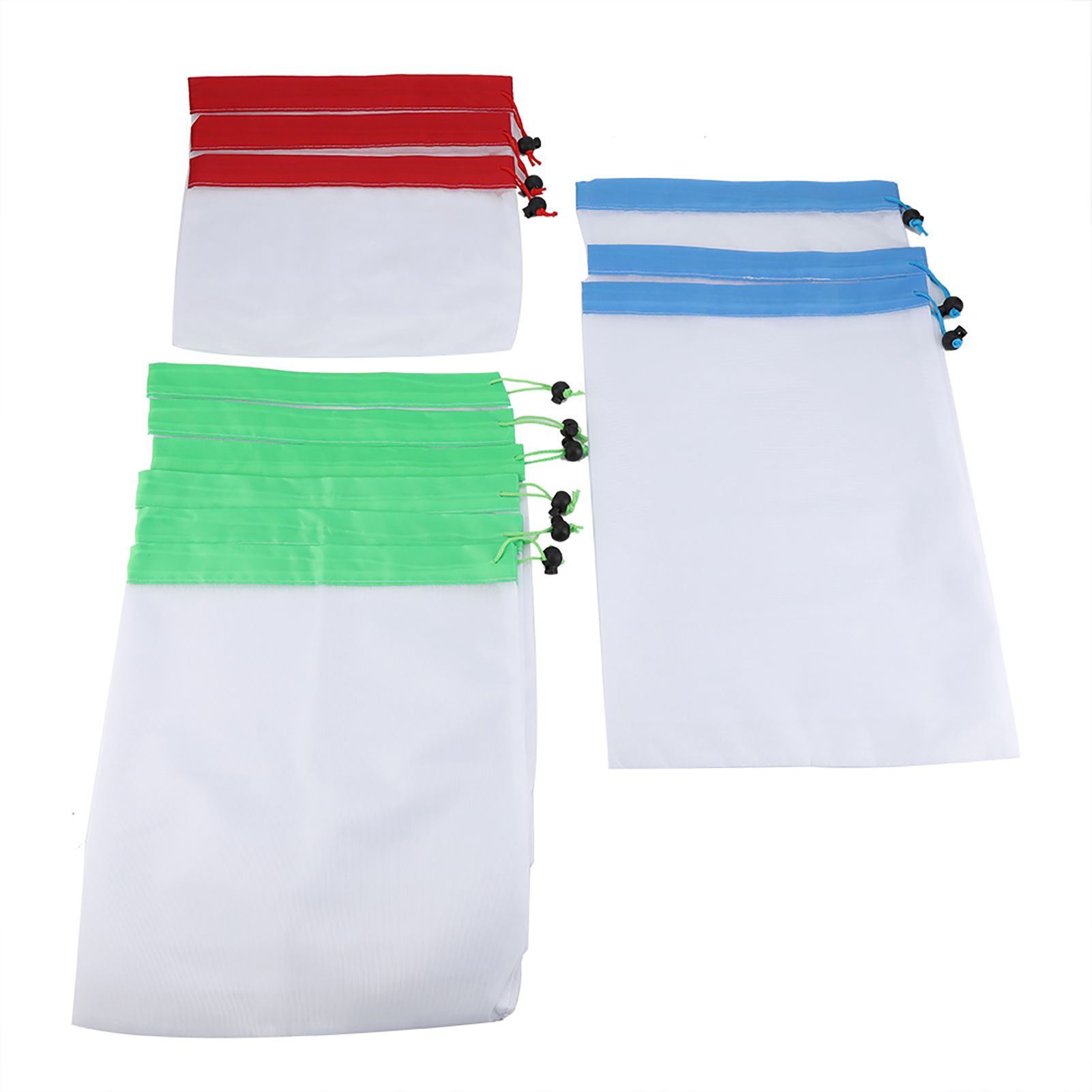 12Pcs Reusable Drawstring Mesh Bags Fruit Vegetable Sacks Storage Shopping Bag view 4