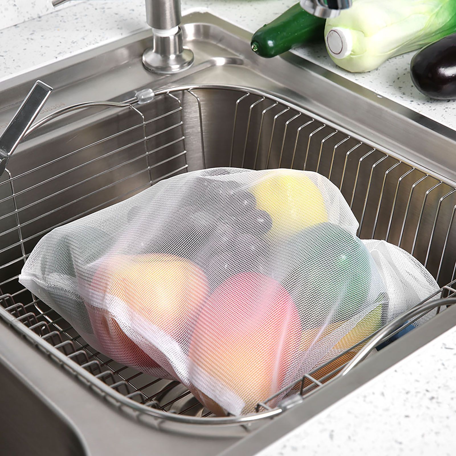 12Pcs Reusable Drawstring Mesh Bags Fruit Vegetable Sacks Storage Shopping Bag view 8