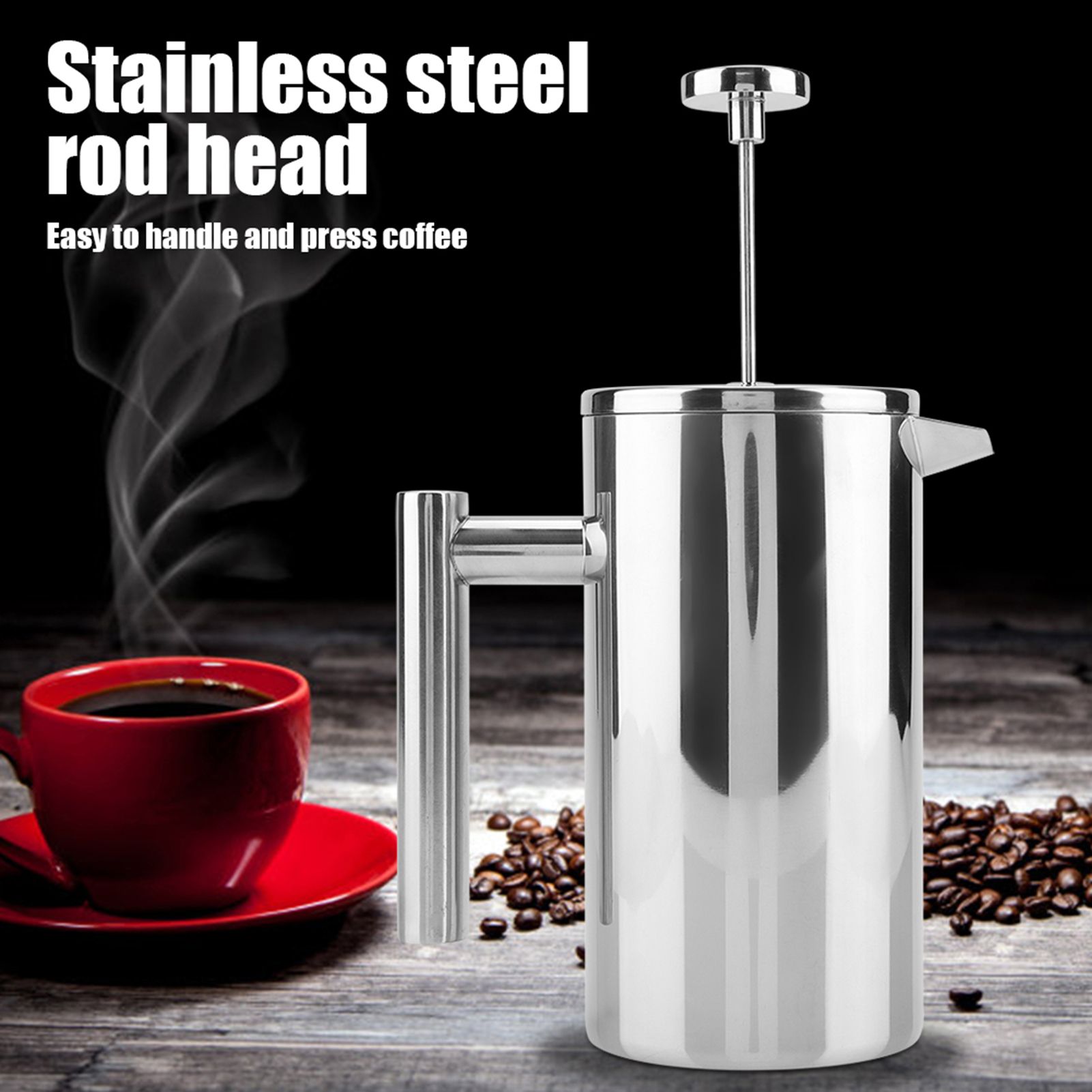Double Walled Stainless Steel Coffee Maker French Press Tea Pot with Filter view 3