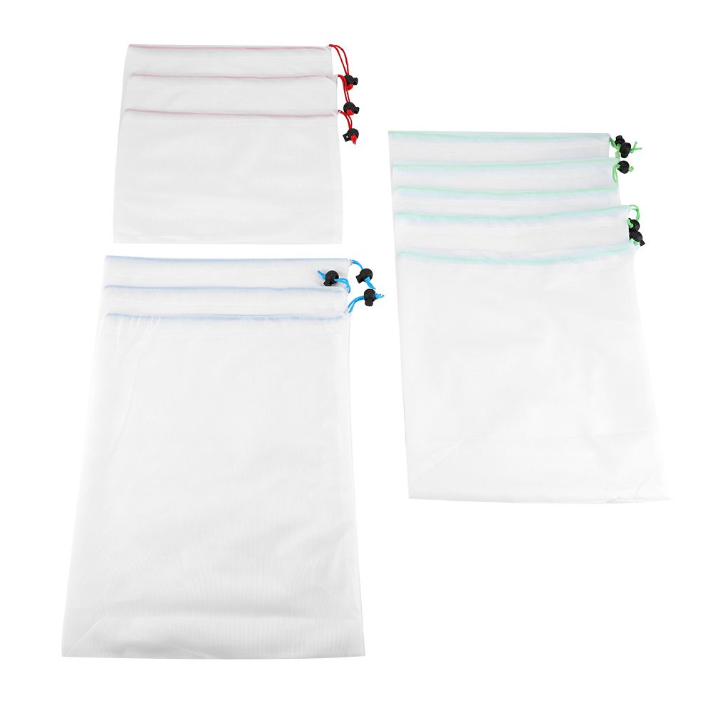 11Pcs Reusable Drawstring Mesh Bags Fruit Vegetable Sacks Storage Toys Pouch — image 1