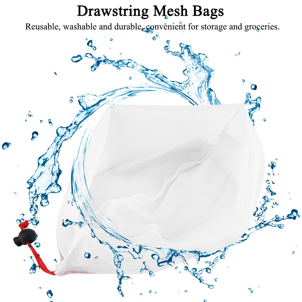 11Pcs Reusable Drawstring Mesh Bags Fruit Vegetable Sacks Storage Toys Pouch view 10
