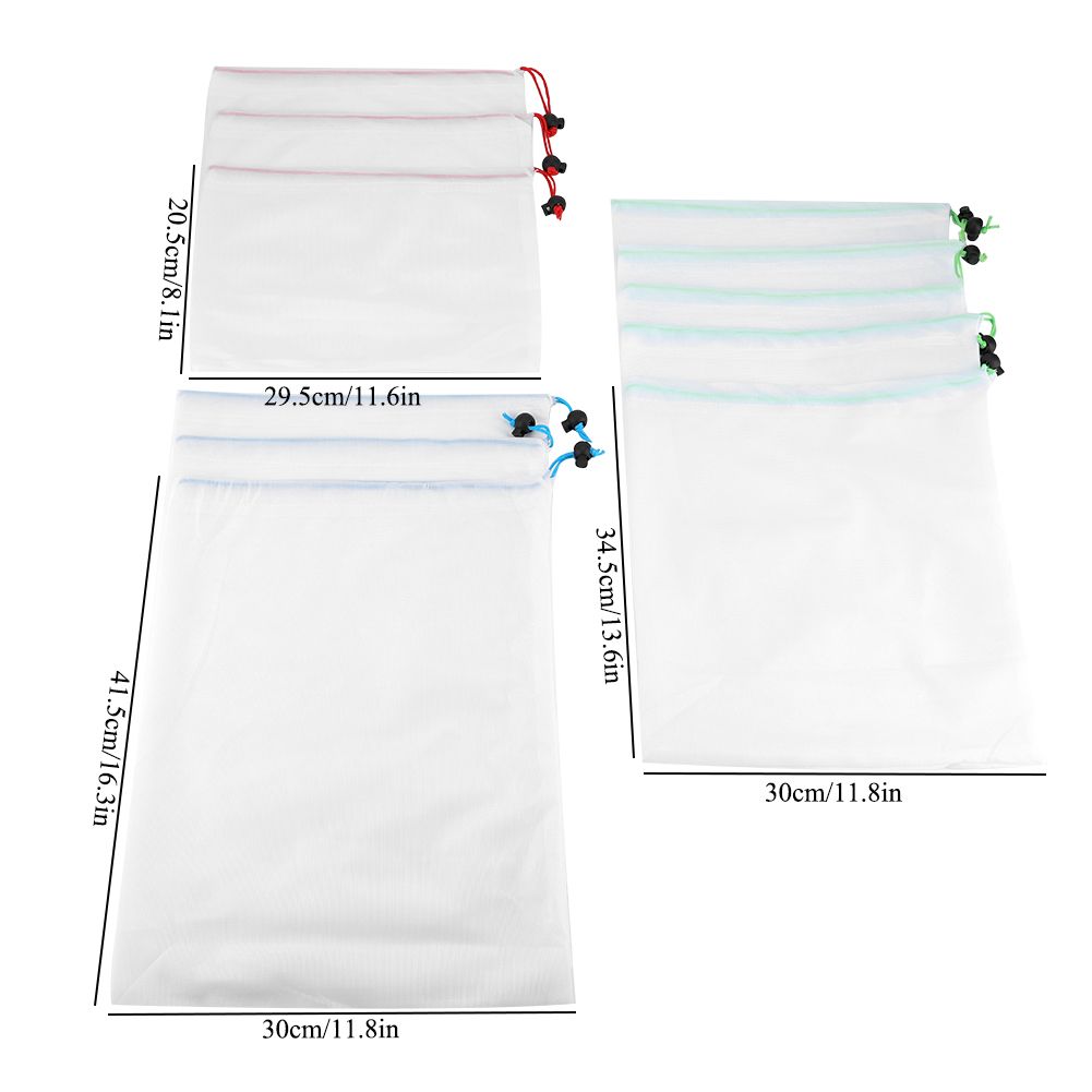 11Pcs Reusable Drawstring Mesh Bags Fruit Vegetable Sacks Storage Toys Pouch view 11