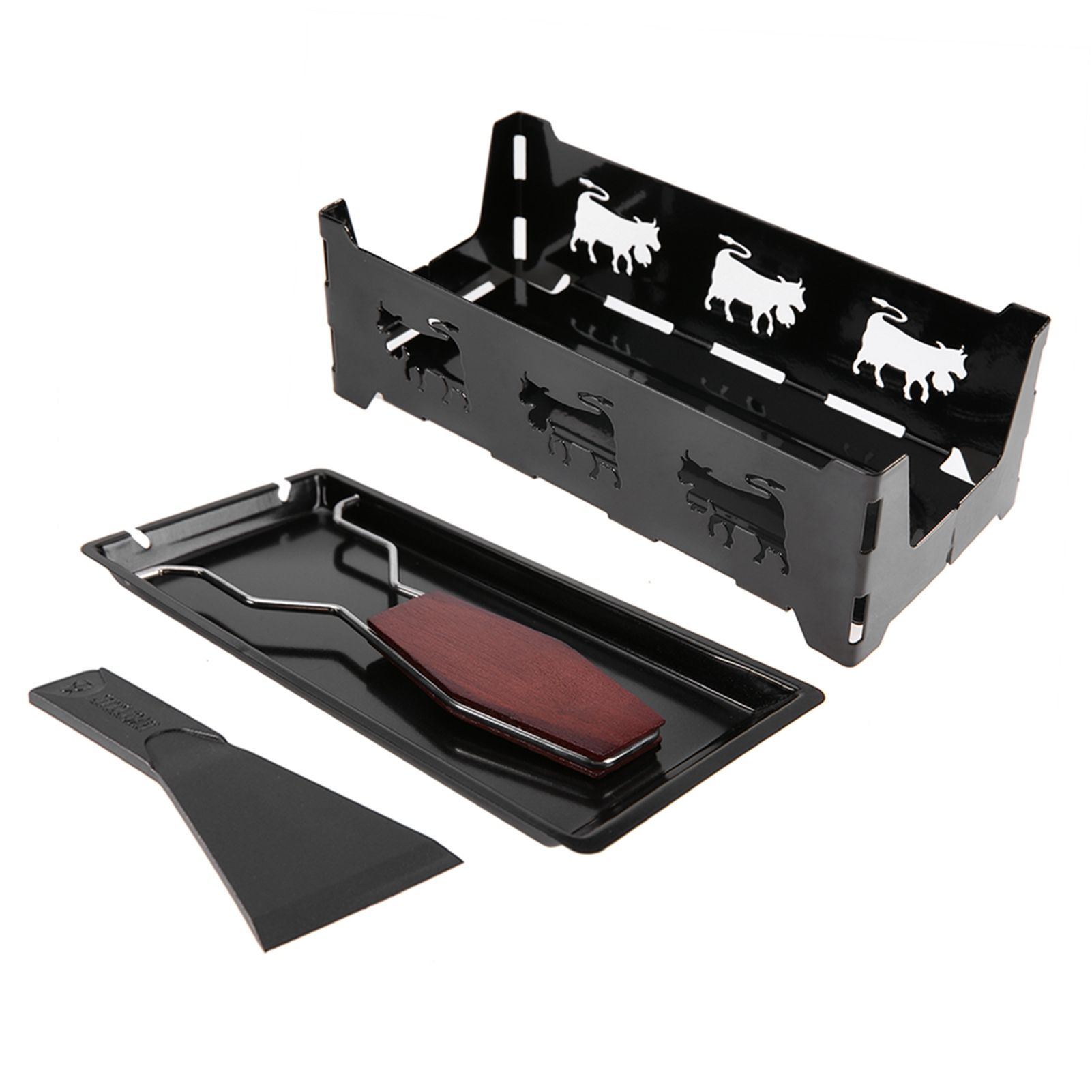 Portable NOn Stick Cheese Raclette Rotaster Baking Tray Stove with Wodd Handle view 2