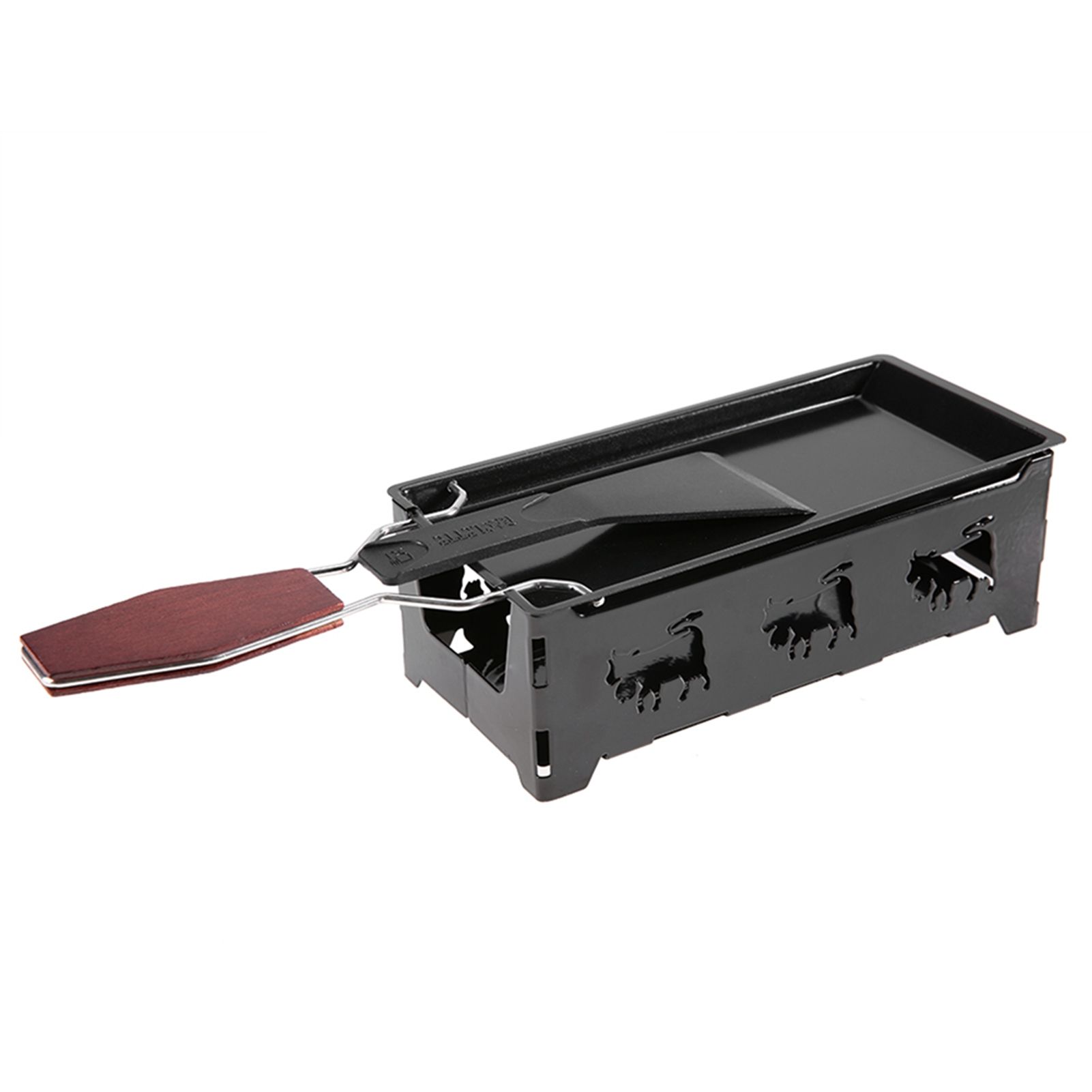 Portable NOn Stick Cheese Raclette Rotaster Baking Tray Stove with Wodd Handle view 4