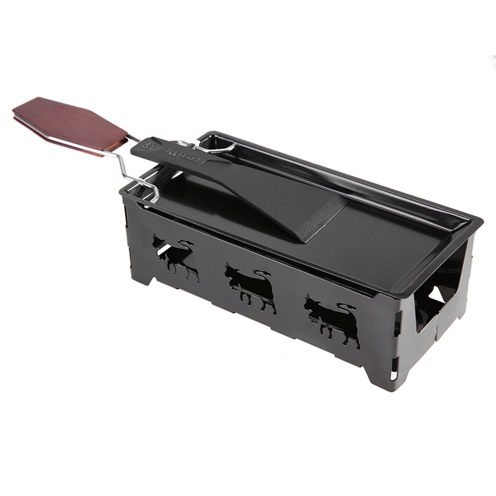 Portable NOn Stick Cheese Raclette Rotaster Baking Tray Stove with Wodd Handle view 5