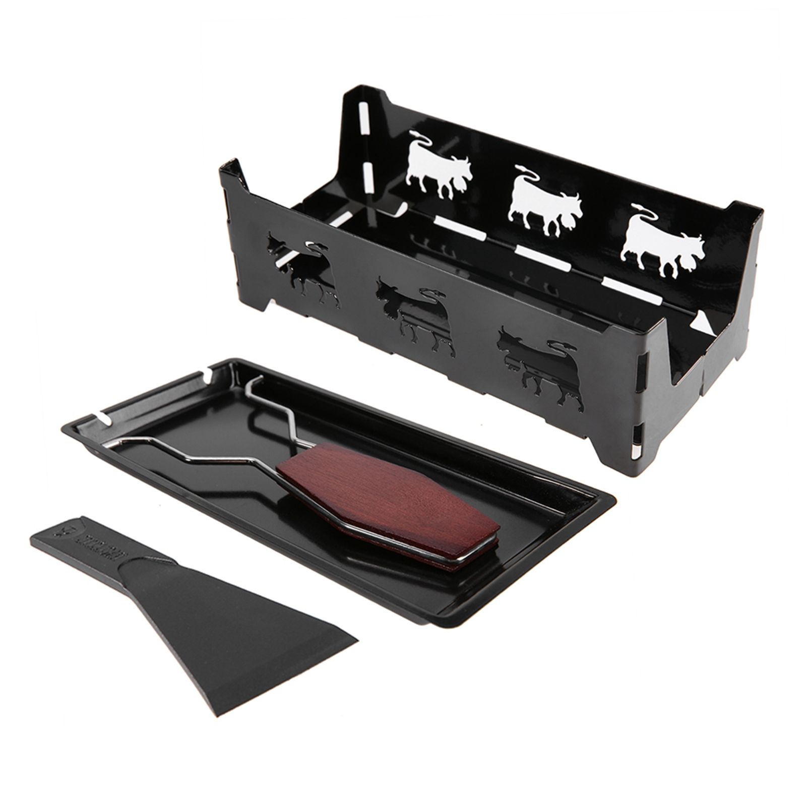 Portable NOn Stick Cheese Raclette Rotaster Baking Tray Stove with Wodd Handle view 7