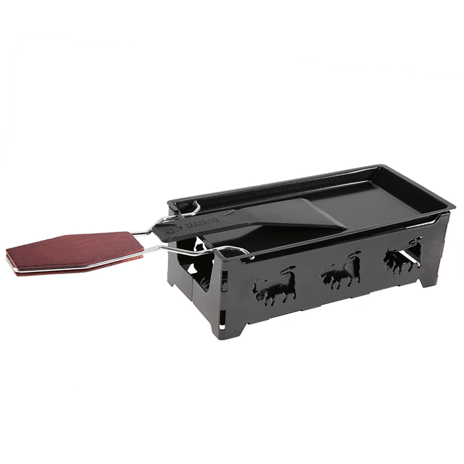 Portable NOn Stick Cheese Raclette Rotaster Baking Tray Stove with Wodd Handle view 8