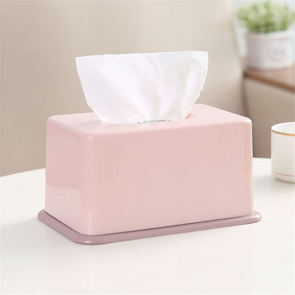 1Pc Simple Tissue Box Plastic Tissues Holder for Home Bathroom Office Car(Pink) view 2