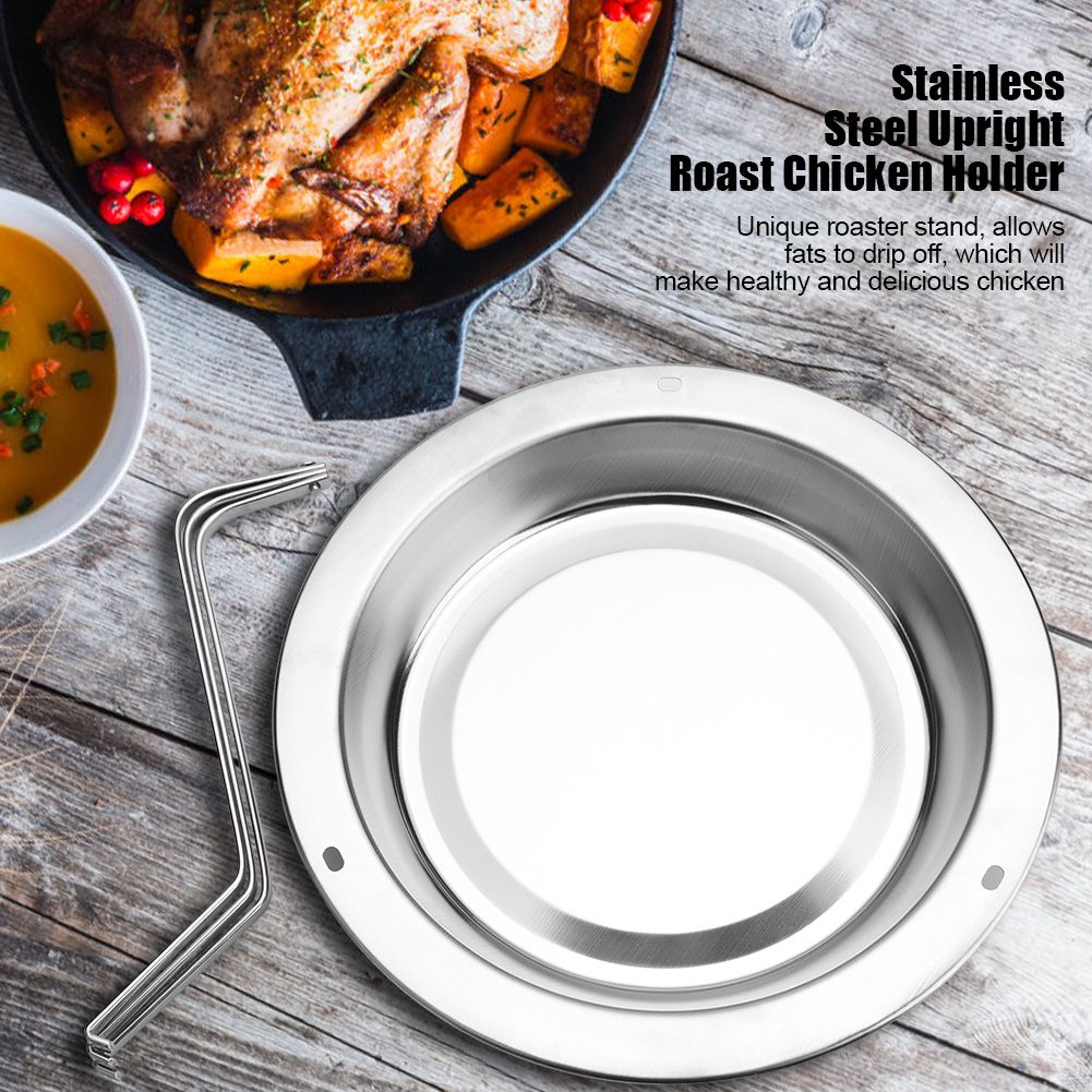 1Pc Stainless Steel Upright Roast Chicken Holder Roaster Rack Barbecue view 2