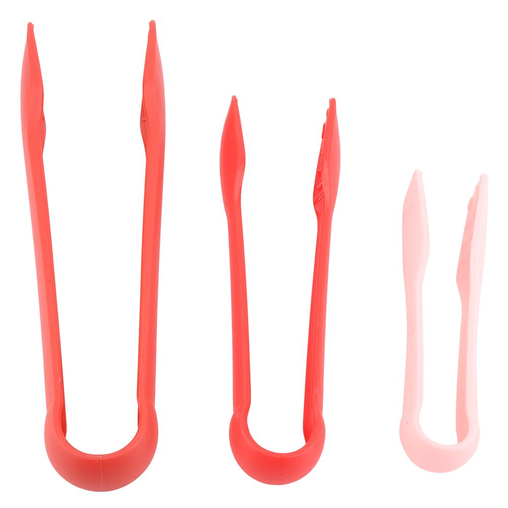 3 PCS Multifunctional Plastic Bread Tongs Food Clamps for Home Bakery (Red) — image 1