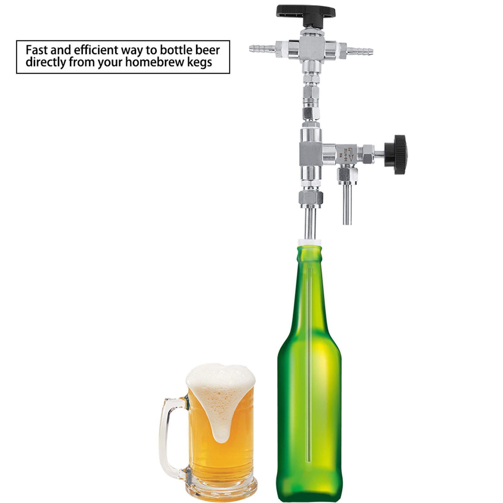 304 Stainless Steel Counter Pressure Beer Bottle Filler Home Brew CO2 Beer view 2