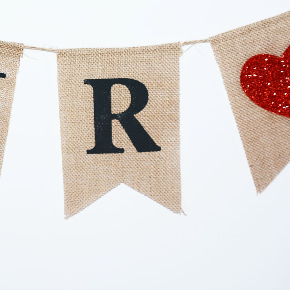 Burlap Banner Hanging Flags for Party Wedding Bridal Proposal Decoration view 2