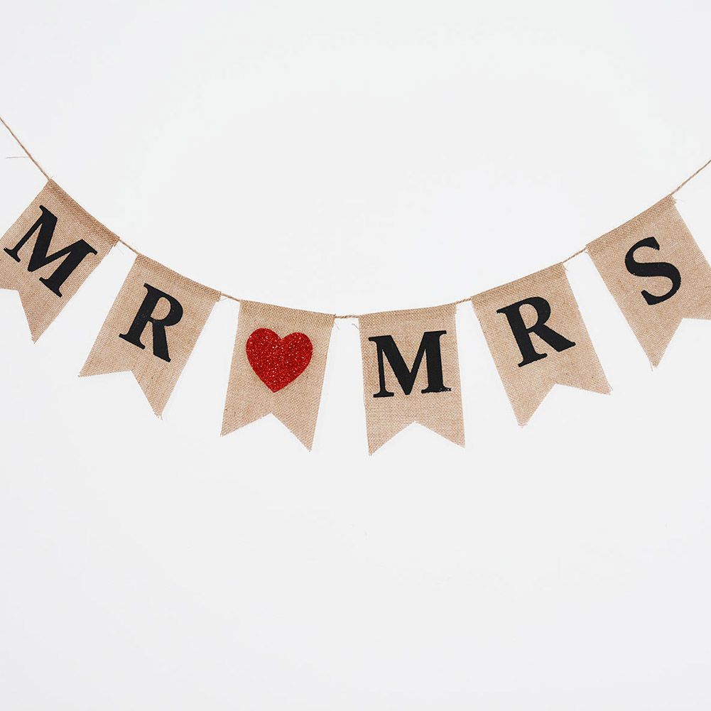 Burlap Banner Hanging Flags for Party Wedding Bridal Proposal Decoration view 4