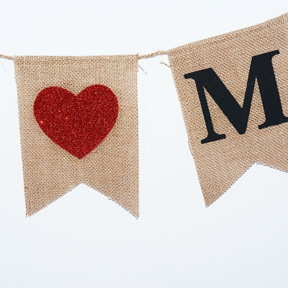 Burlap Banner Hanging Flags for Party Wedding Bridal Proposal Decoration view 5