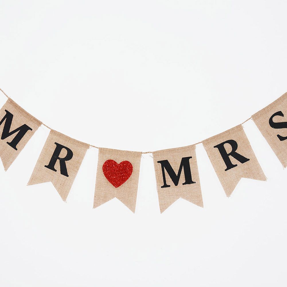 Burlap Banner Hanging Flags for Party Wedding Bridal Proposal Decoration view 6