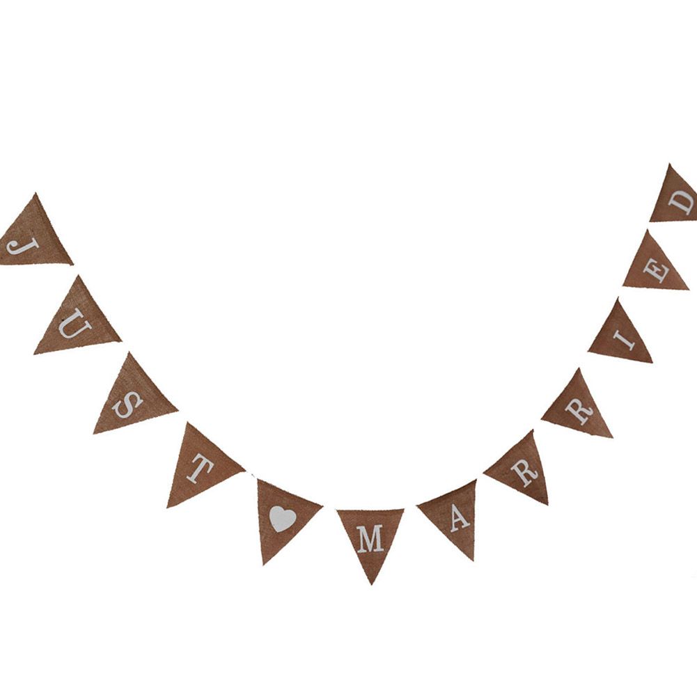Burlap Triangle Banner Hanging Flags for Party Wedding Bridal Proposal — image 1