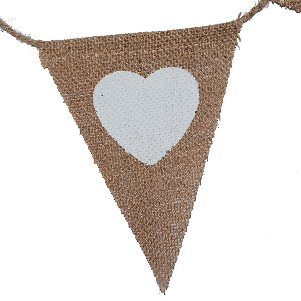 LOVE Triangle Linen Hanging Flags Heart shaped Banner Bunting for Wedding view 3