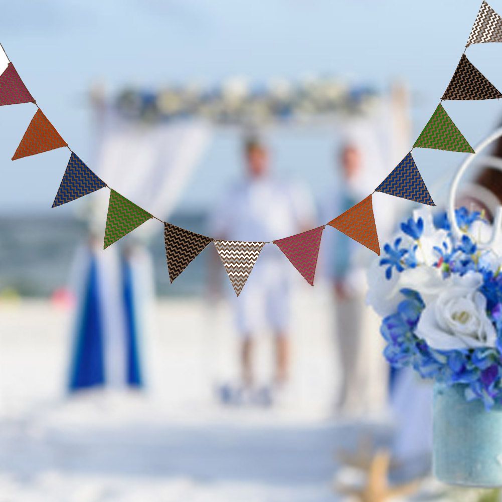 Triangle Linen Hanging Flags Banner Bunting for Wedding Bridal Proposal Decoration view 2
