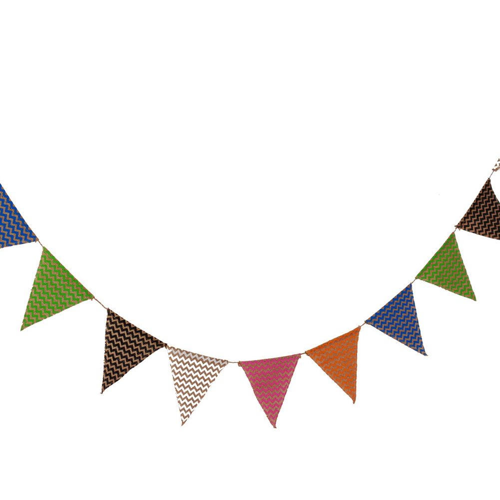 Triangle Linen Hanging Flags Banner Bunting for Wedding Bridal Proposal Decoration view 3